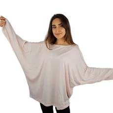 Salaş Yarasa Kollu Pembe Kadın T-Shirt