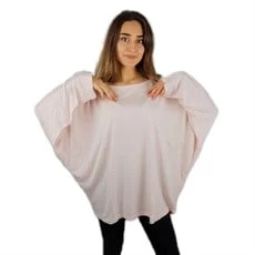 Salaş Yarasa Kollu Pembe Kadın T-Shirt - Resim 3