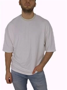 Oversize Waffle Erkek Tişört - Resim 3
