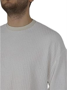 Oversize Waffle Erkek Tişört - Resim 4