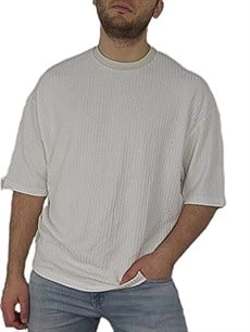 Oversize Waffle Erkek Tişört - Resim 2