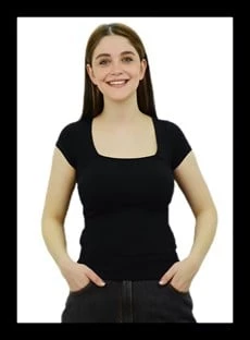 Kare Yaka Siyah T-Shirt