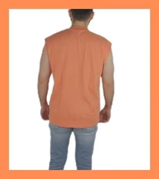 Turuncu Acid Yıkamalı Erkek T-shirt - Resim 3