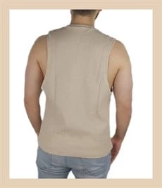 Spor Geniş Kolsuz Bej Atlet 10126 - Resim 2