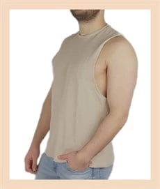 Spor Geniş Kolsuz Bej Atlet 10126 - Resim 4