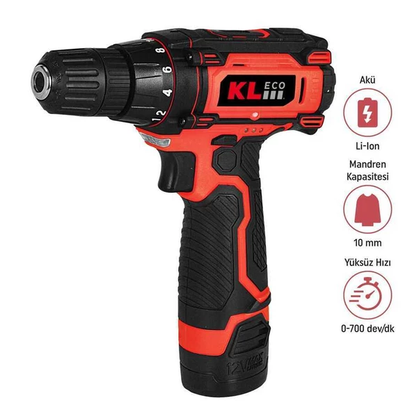 Kleco 12V/1.3Ah. Li-İon Şarjlı Matkap Ke2213nm