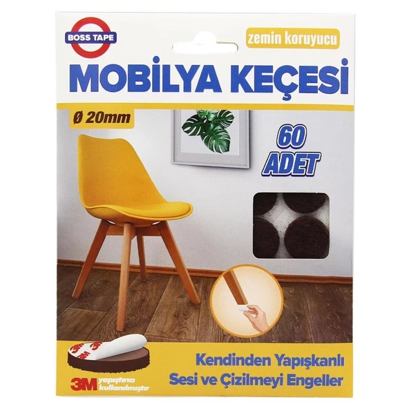 Mobilya Keçesi Sese ve Çizilmeye Son Yapışkanlı 20mmx60Ad-Yuvarlak - 5
