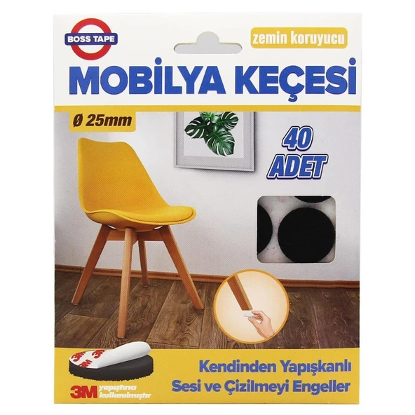 Mobilya Keçesi Sese ve Çizilmeye Son Yapışkanlı 25mmx40Ad-Yuvarlak - 7