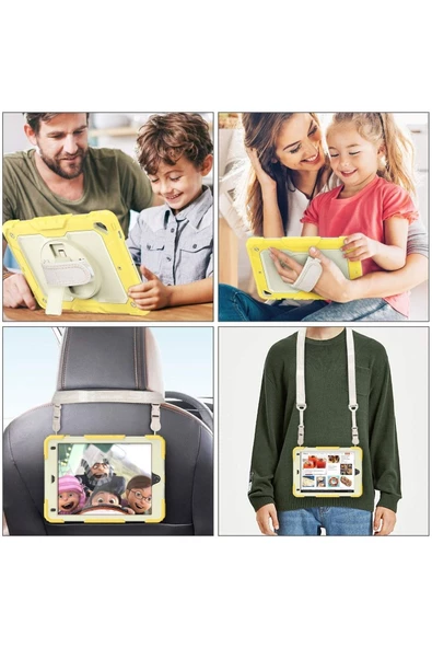 Apple iPad 5. 6. Nesil 2017 2018 9.7" inch Strap Tablet Kılıfı Ekran Koruyuculu Kalemlikli 360°Döner Darbeye Dayanıklı - Resim 8