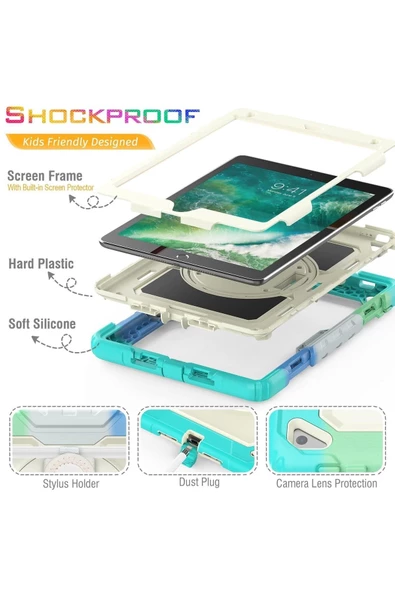 Apple iPad Air 2 9.7 Uyumlu Askılı Gökkuşağı Strap Tablet Kılıfı - 7