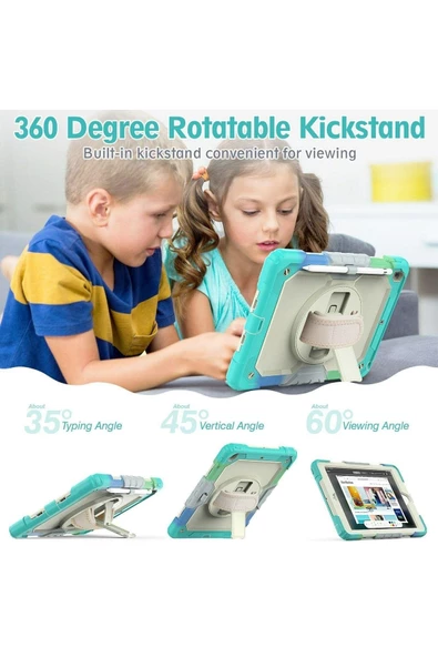 Apple iPad 9.7 2017 2018 5.6.Nesil Gökkuşağı Strap Tablet Kılıfı - Resim 10