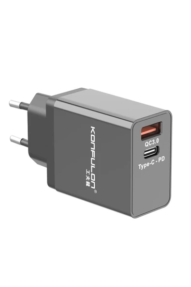 Konfulon C59 QC USB 3.0 + Type-C PD 20W Seyahat Hızlı Şarj Cihazı - 4
