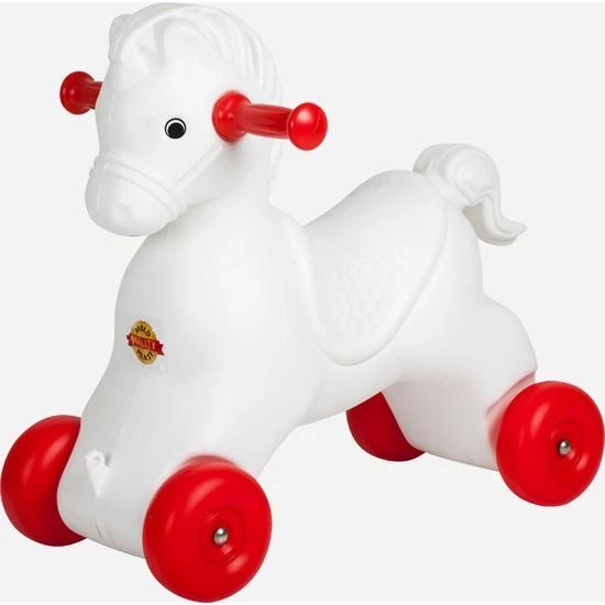 Moli Toys Salllanan Yeşil Kızaklı (Sökülür) Beyaz Kırmızı Tekerli At - 4