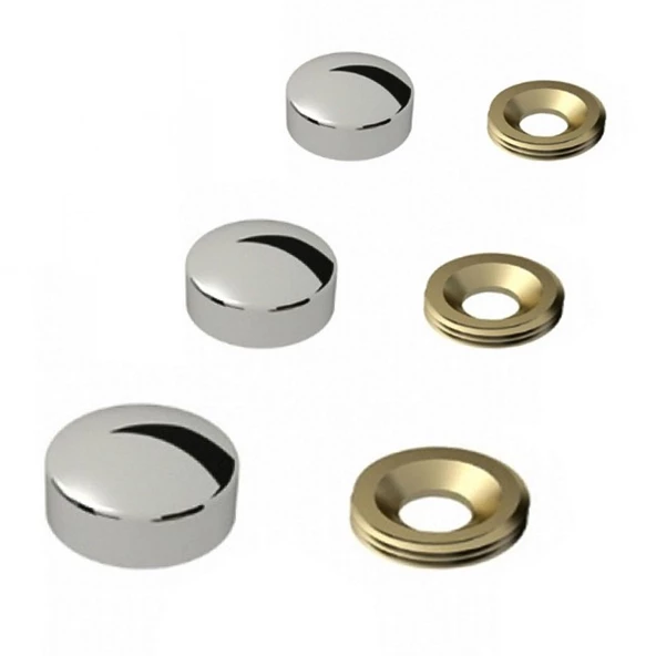 Dekoratif Vida Kapağı Kapatıcı 20 mm Parlak Krom Metal Vida Tapası Tıpası (50 ADET) - 5