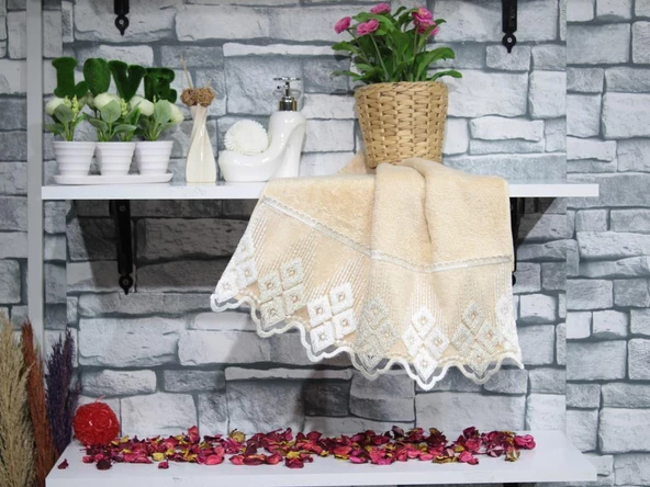 Fransız Dantelli İrina El Yüz Havlusu - 2 Renk - Resim 2