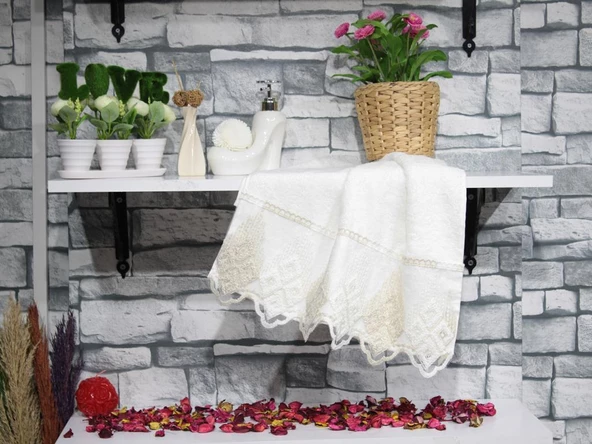 Fransız Dantelli İrina El Yüz Havlusu - 2 Renk - Resim 6