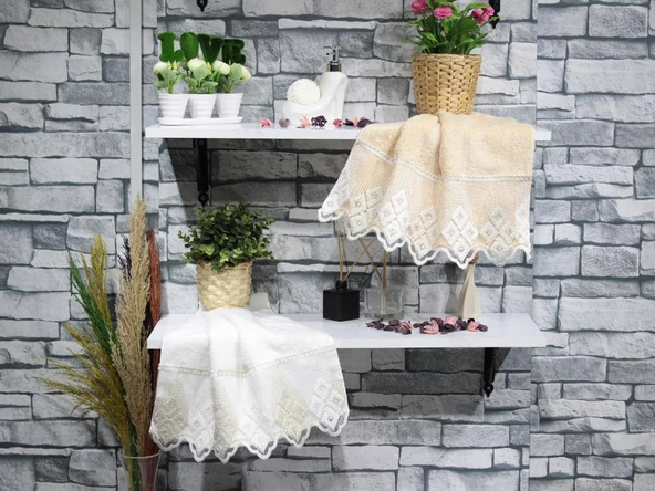 Fransız Dantelli İrina El Yüz Havlusu - 2 Renk ürün görseli