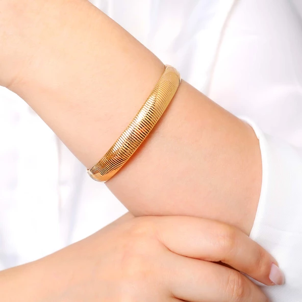 15 gr(gram) 15 mm 22 Ayar İşçiliksiz Şarnelli Bilezik TB015-115 - Resim 2