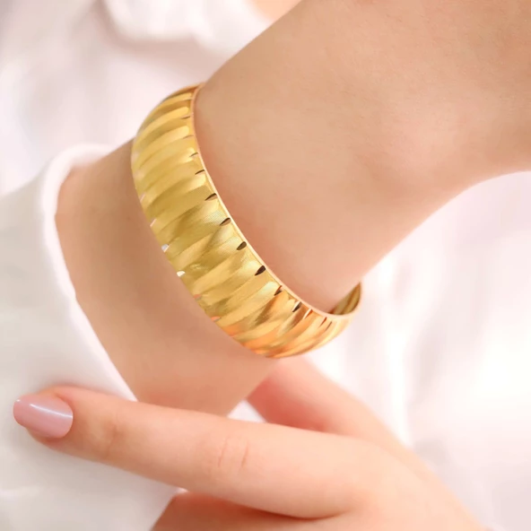 22 gr(gram) 20 mm 22 Ayar İşçiliksiz Bilezik TBC0022-2 - 2