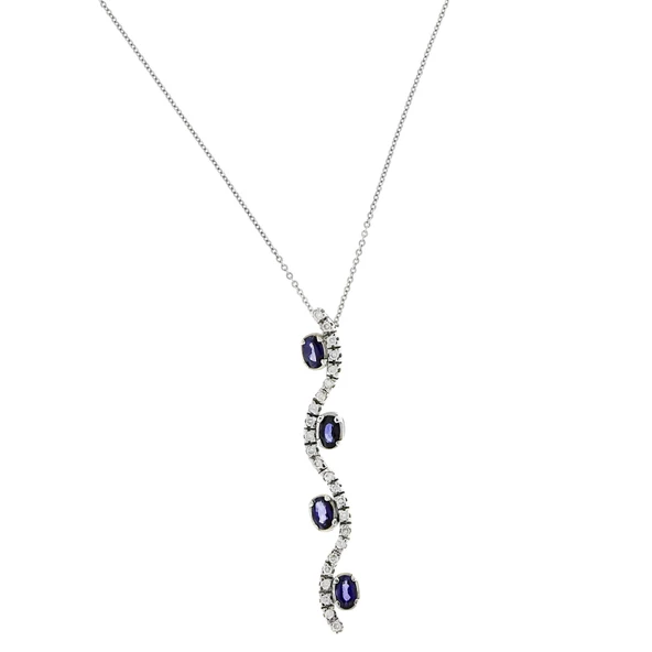 0,69 Ct Pırlanta Safir Kolye