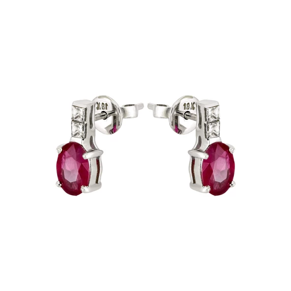 1,69 Ct Pırlantalı Yakut Küpe