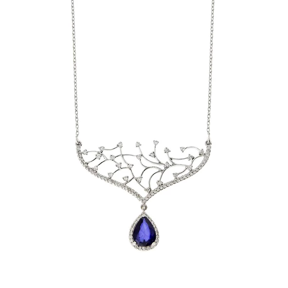 1,72 Ct Pırlanta Safir Kolye