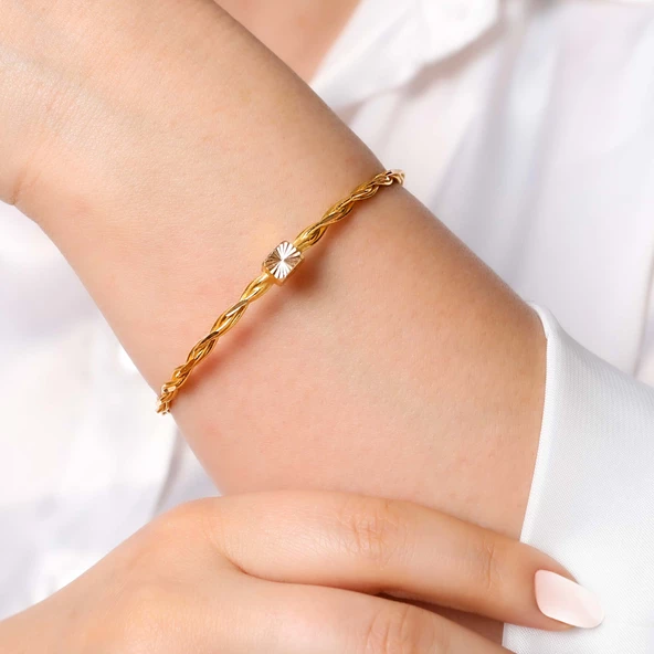 20 gr(gram) 22 Ayar Kilitli Burma Bilezik - Resim 2