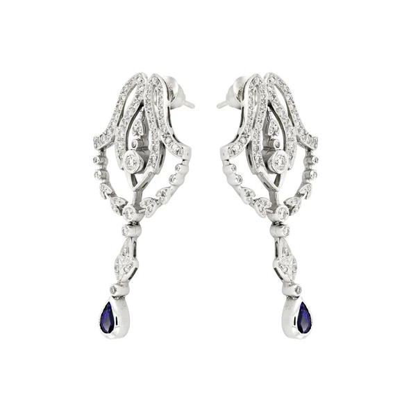 1,02 Karat Pırlanta Safir Küpe