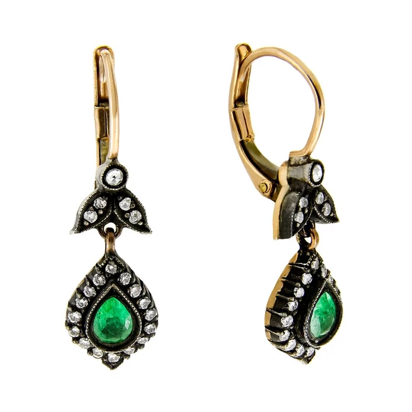 0,87 Ct Zümrütlü Elmas Küpe