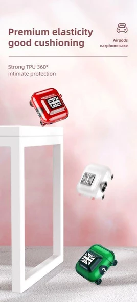 İphone Airpods 1. ve 2. Nesil Uyumlu Araba Figürlü Koruyucu Kılıf - Resim 2