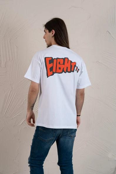 OVERSİZE BASKILI SIFIR YAKA ERKEK PENYE T-SHİRT - 4