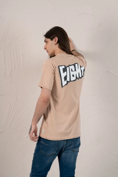 OVERSİZE BASKILI SIFIR YAKA ERKEK PENYE T-SHİRT - 7