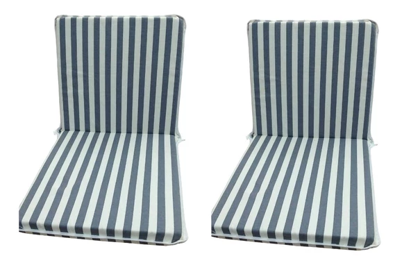 2 Adet Komutan Arkalıklı Sandalye Minderi, Extra Kalın (Kalınlık 5cm)-Gri Çizgili