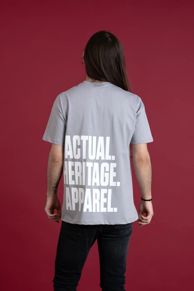 OVERSİZE BASKILI SIFIR YAKA ERKEK PENYE T-SHİRT - 4