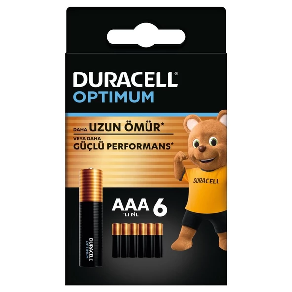 Duracell Optimum AAA Alkalin Pil, 1,5 V Lr03 Mn2400, 6’li Paket