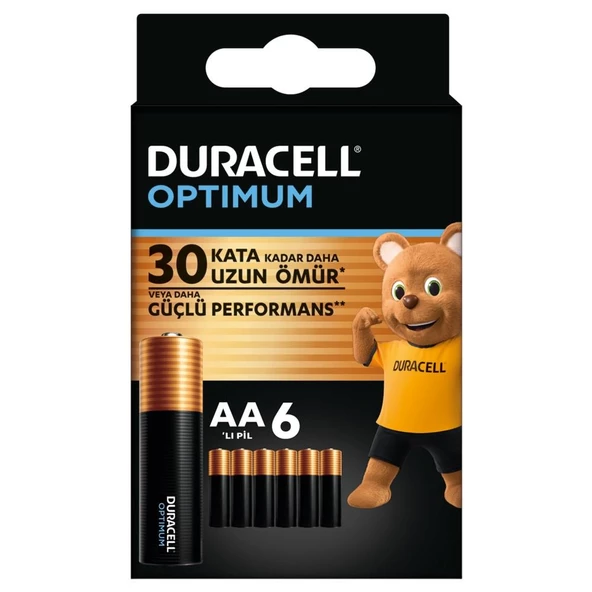 Duracell Optimum AA Alkalin Pil, 1,5 V Lr6 Mn1500, 6’li Paket