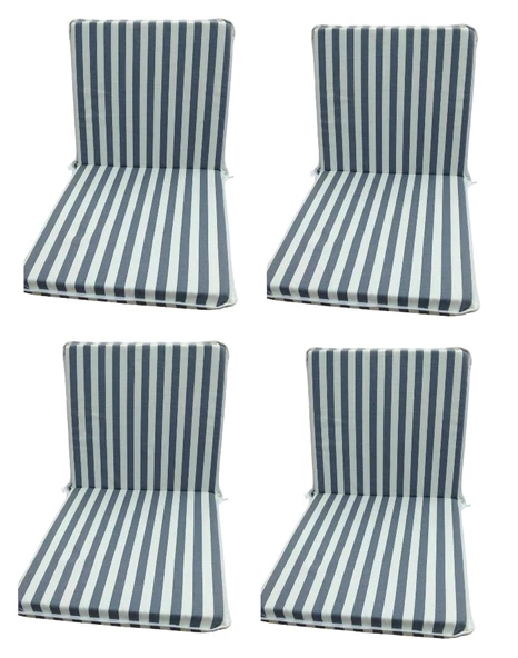 4 Adet Komutan Arkalıklı Sandalye Minderi, Extra Kalın (Kalınlık 5cm)-Gri Çizgili