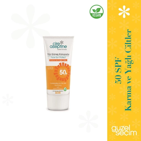 Cire Aseptine Yüz Güneş Koruyucu Karma ve Yağlı Ciltler 50 SPF 50 ml - 2
