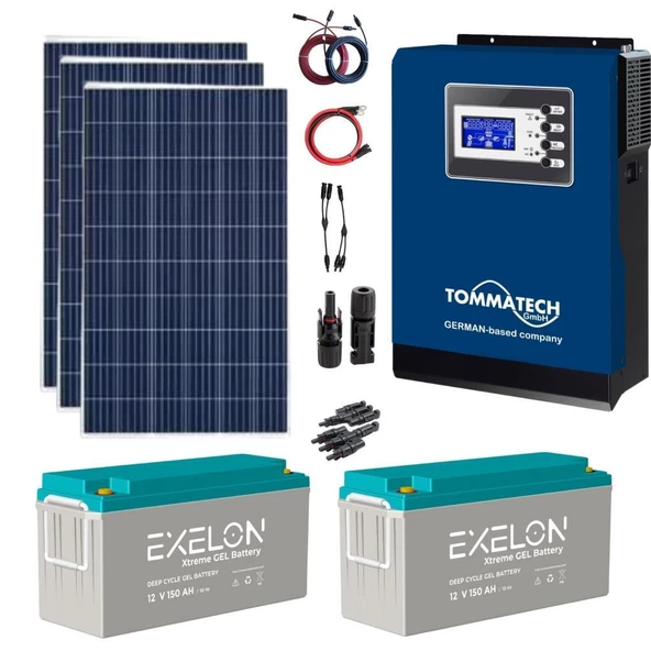 Teknovasyon Arge Güneş Enerjisi Bağ Evi Solar Paketi 3KVA İnverter 280W Güneş Paneli 150AH Jel Akü