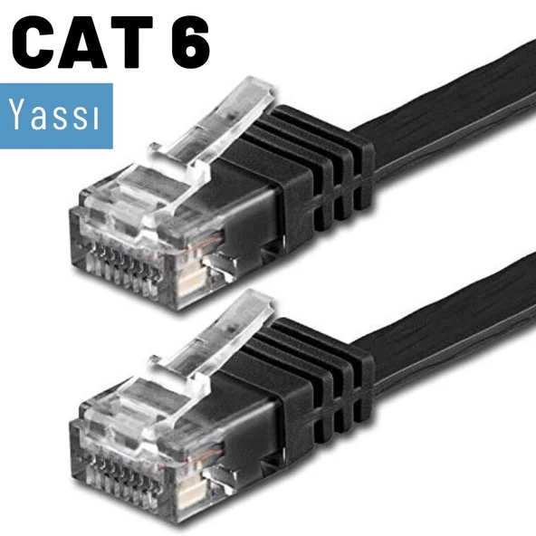 IRENIS CAT6 Kablo Yassı Ethernet Network Lan Ağ İnternet Kablosu  5 Metre Siyah - 3