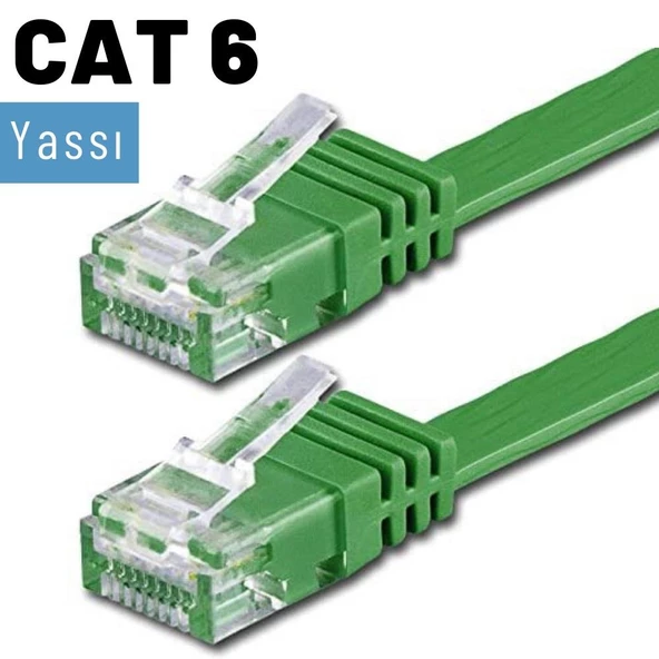 IRENIS CAT6 Kablo Yassı Ethernet Network Lan Ağ İnternet Kablosu  10 Metre Yeşil - 4