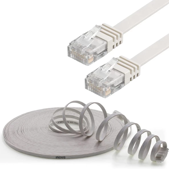 IRENIS CAT6 Kablo Yassı Ethernet Network Lan Ağ İnternet Kablosu  3 Metre Beyaz - 2
