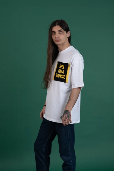 OVERSİZE CEP AKSESUARLI SIFIR YAKA PENYE ERKEK T-SHİRT - 3