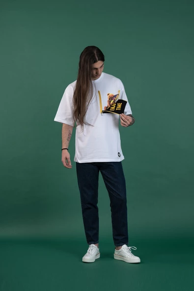 OVERSİZE CEP AKSESUARLI SIFIR YAKA PENYE ERKEK T-SHİRT - 2