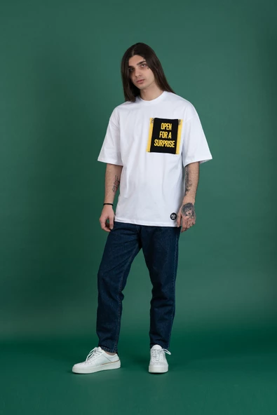 OVERSİZE CEP AKSESUARLI SIFIR YAKA PENYE ERKEK T-SHİRT - 4