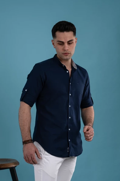 DORSS SLİMFİT HAKİM YAKA KETEN YAZLIK ERKEK GÖMLEK - Resim 9