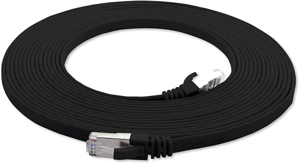IRENIS CAT7 Kablo Yassı FTP Ethernet Network LAN Ağ Kablosu   7.50 Metre Siyah - 12