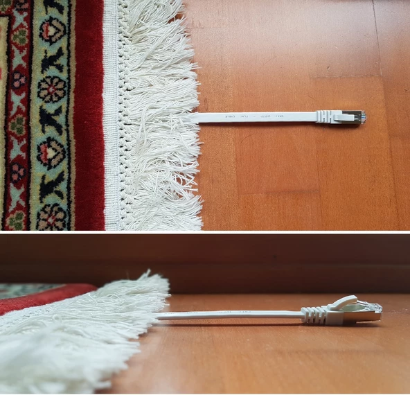 IRENIS CAT7 Kablo Yassı FTP Ethernet Network LAN Ağ Kablosu   7.50 Metre Siyah - 4