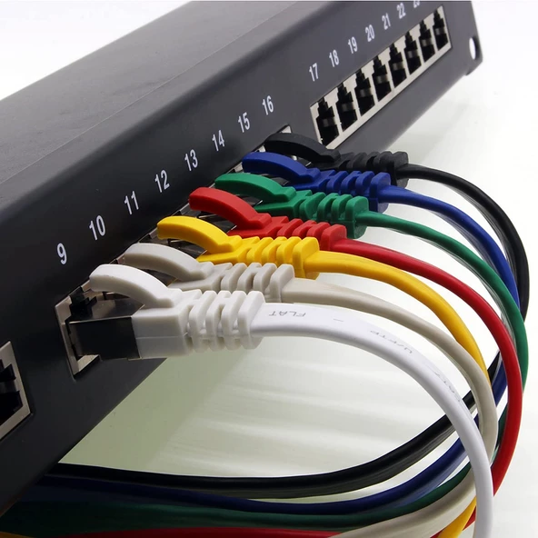 5 adet IRENIS CAT7 Kablo Yassı FTP Ethernet Network LAN Kablosu  50cm Kırmızı - 3
