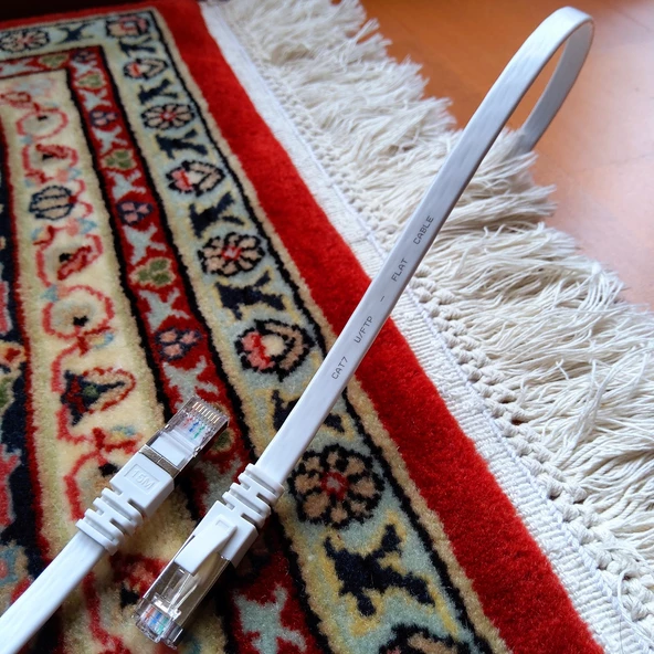 5 adet IRENIS CAT7 Kablo Yassı FTP Ethernet Network LAN Kablosu  5 Metre Yeşil - Resim 2